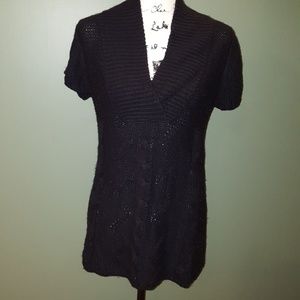 Womens large black sweater dress v neck
